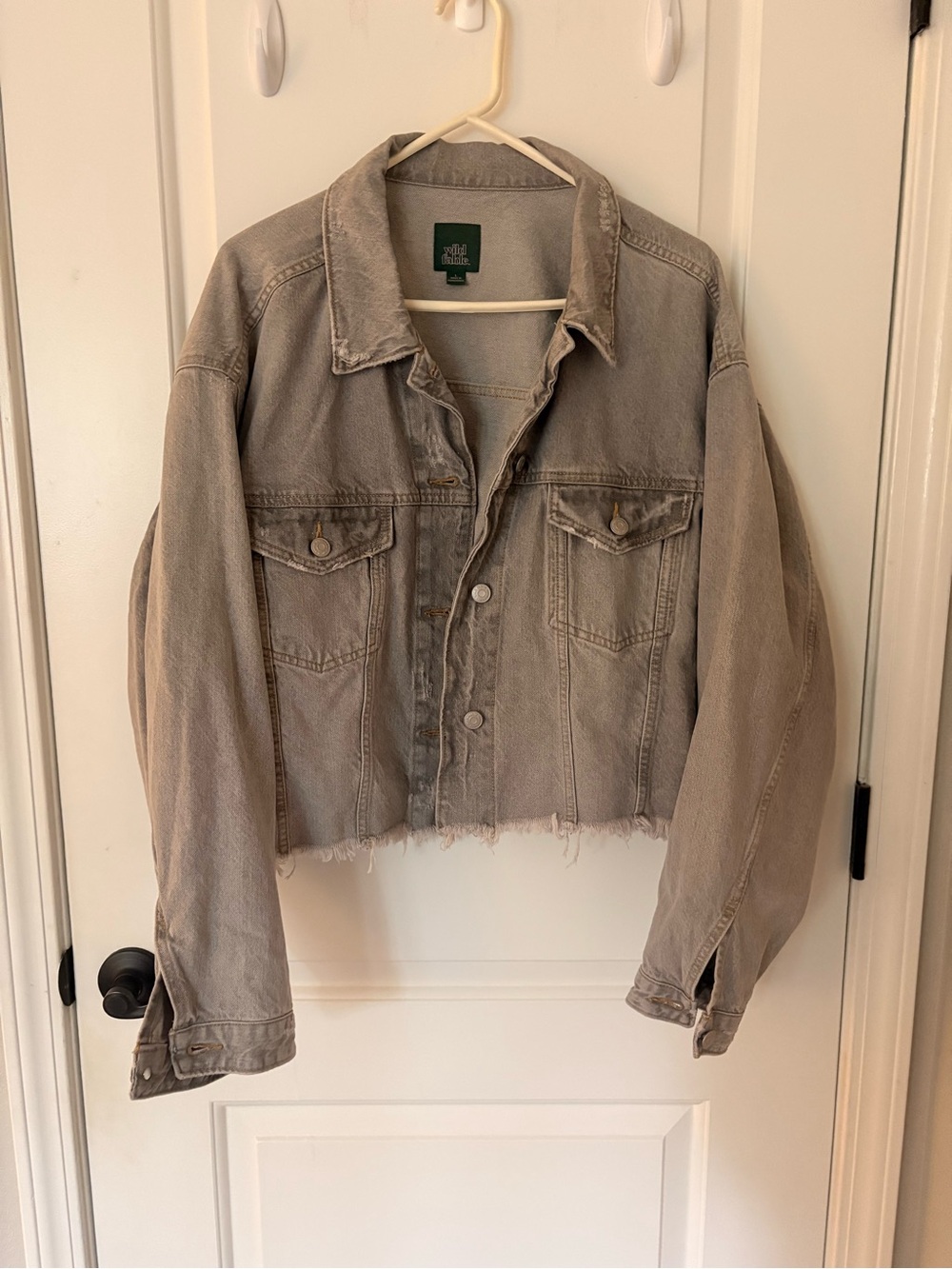wild fable Washed Gray Cropped Denim Jacket